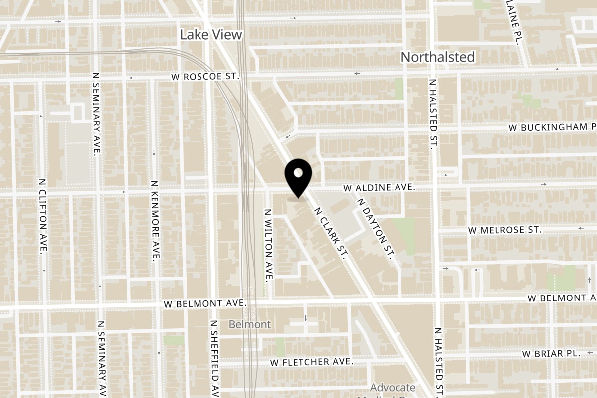 Map showing the location of Taste of New York Bagels & Deli on 3268 N Clark St in Chicago